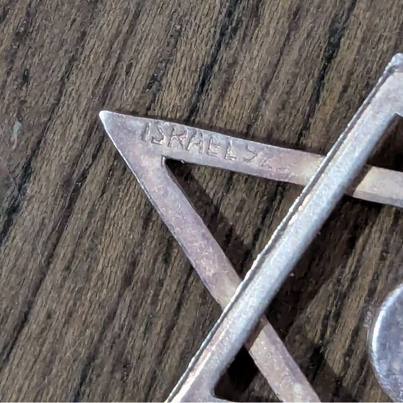 Vintage Sterling Silver (925) Star of David Pendant with Black Onyx Cabochon - Picture 4 of 4